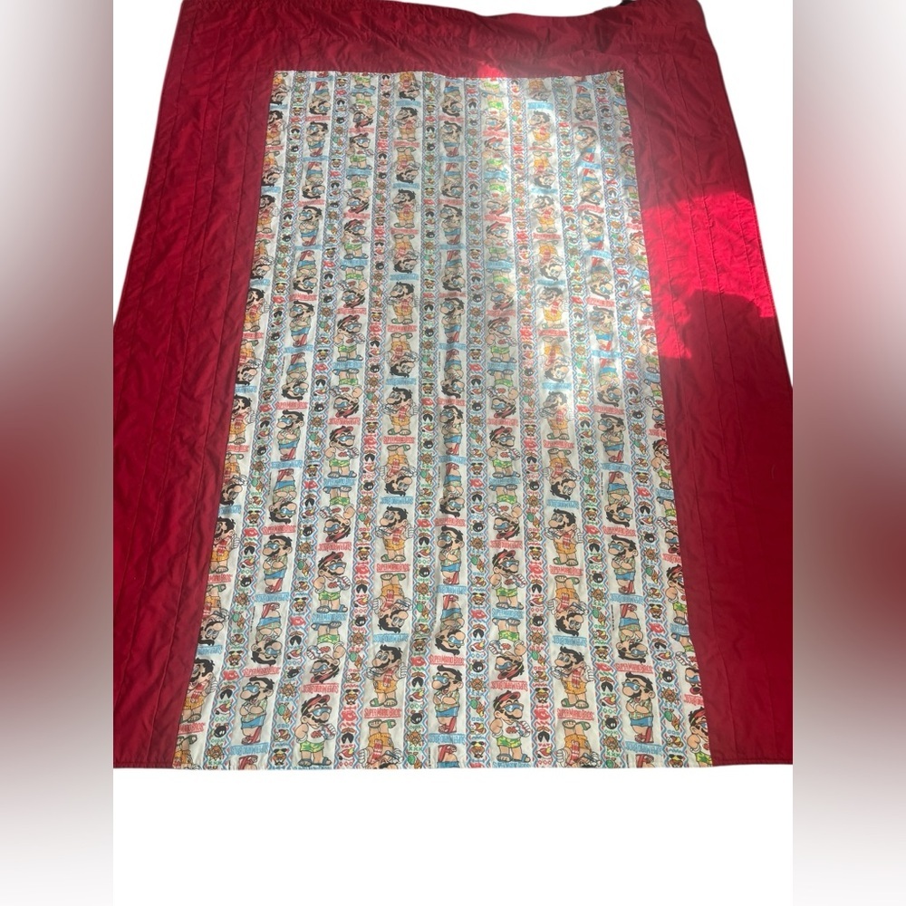 1991 Vintage Nintendo Super Mario Bros Red Quilt Twin